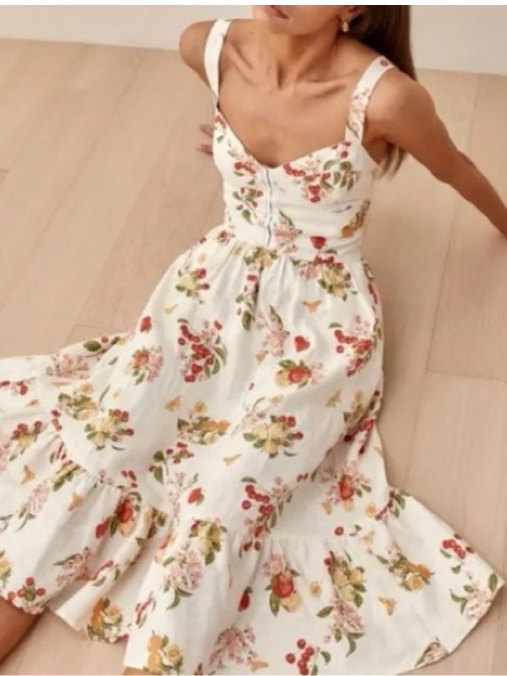 Reformation Dolci Linen Dress in Fruity Print SZ 2.
